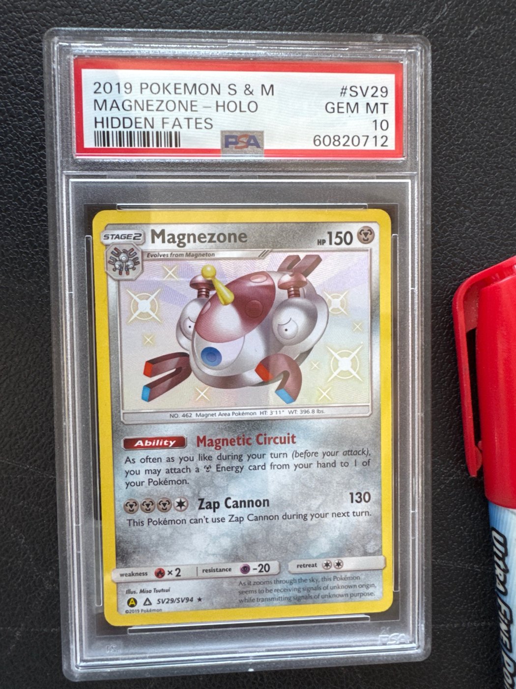 Magnezone Hidden Fates Shiny Vault Pokémon card graded PSA 10, original photo